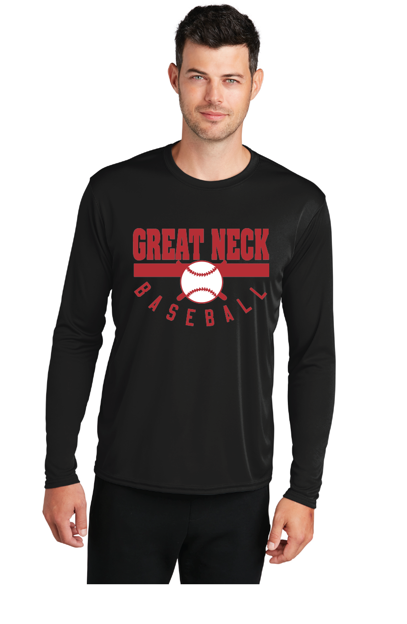 Long Sleeve Performance Tee / Black / Great Neck Middle School Baseball