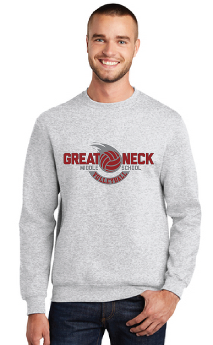 Core Fleece Crewneck Sweatshirt / Ash / Great Neck Middle School Volleyball