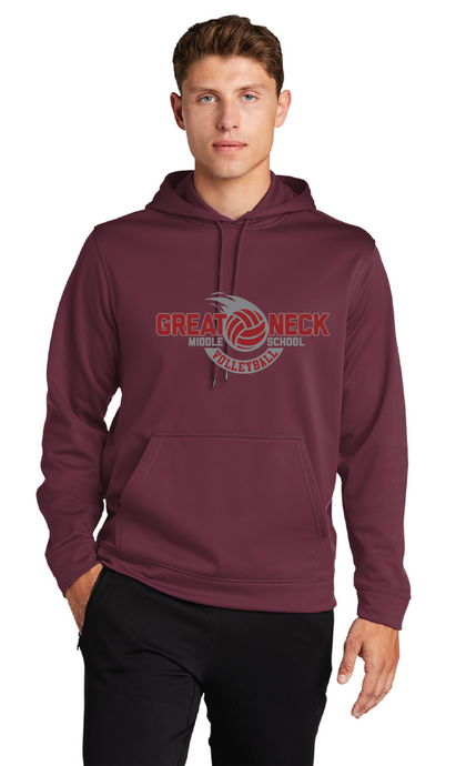 Fleece Hooded Pullover / Maroon / Great Neck Middle School Volleyball