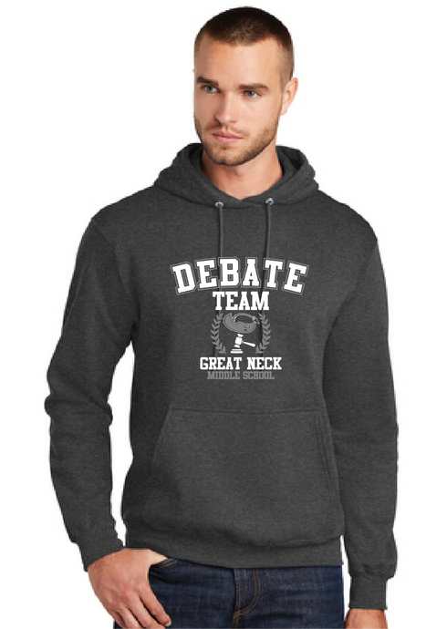 Core Fleece Pullover Hooded Sweatshirt / Dark Heather Grey / Great Neck Middle School Debate