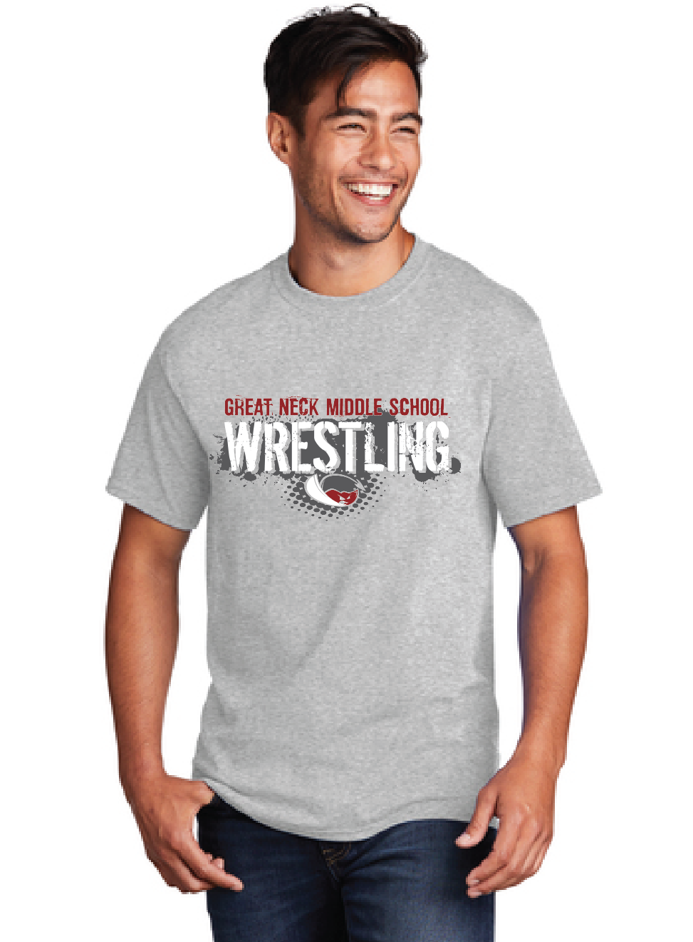 Core Cotton Tee  / Ash / Great Neck Middle School Wrestling