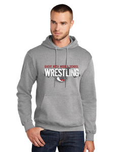 Core Fleece Pullover Hooded Sweatshirt / Ash / Great Neck Middle School Wrestling