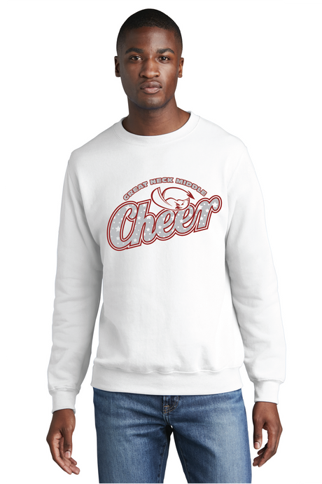 Core Fleece Crewneck Sweatshirt / White / Great Neck Middle School Cheer