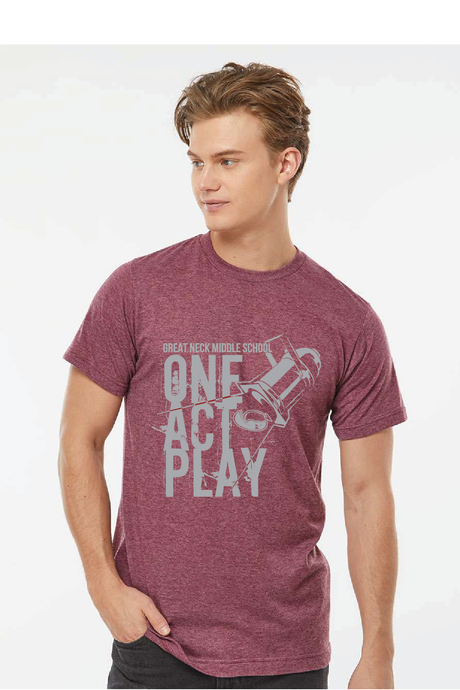 Unisex Poly-Rich T-Shirt / Burgundy / Great Neck Middle School One Act Play