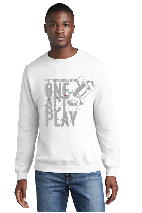 Core Fleece Crewneck Sweatshirt / White / Great Neck Middle School One Act Play
