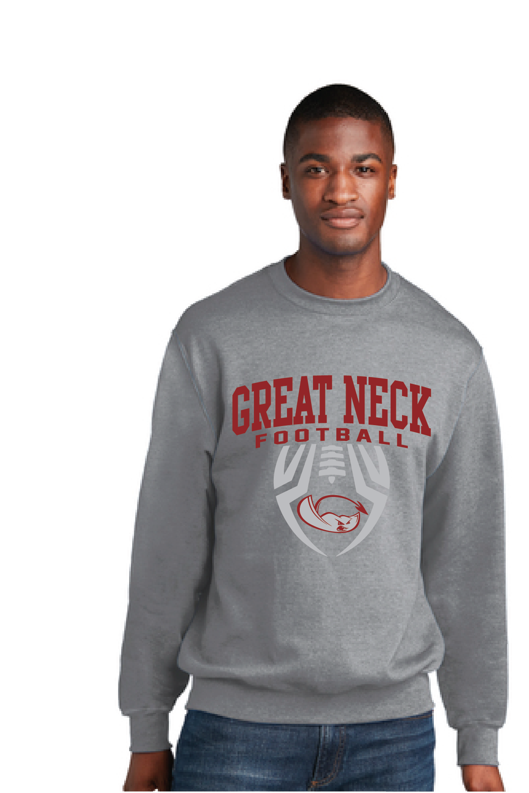 Core Fleece Crewneck Sweatshirt / Ash / Great Neck Middle School Football