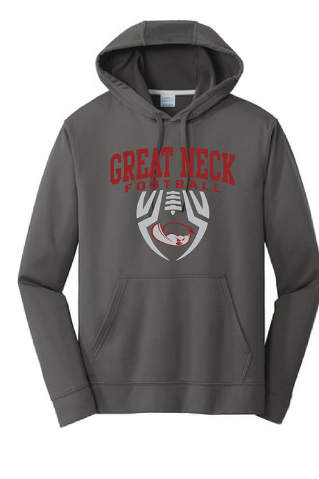 Performance Fleece Pullover Hooded Sweatshirt / Charcoal / Great Neck Middle School Football
