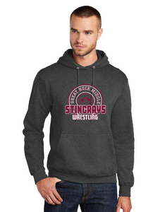 Fleece Pullover Hooded Sweatshirt / Dark Heather Grey / Great Neck Middle School Wrestling