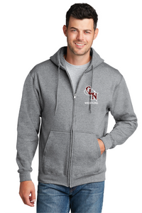 Fleece Full-Zip Hooded Sweatshirt / Athletic Heather / Great Neck Middle School Wrestling