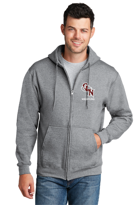 Fleece Full-Zip Hooded Sweatshirt / Athletic Heather / Great Neck Middle School Wrestling