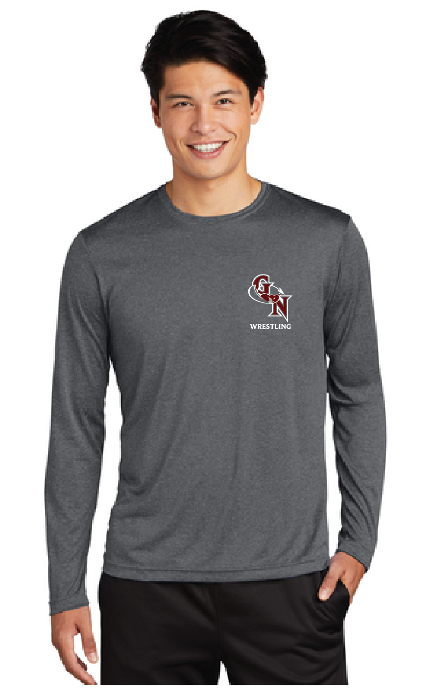 Long Sleeve Heather Contender Tee / Graphite / Great Neck Middle School Wrestling