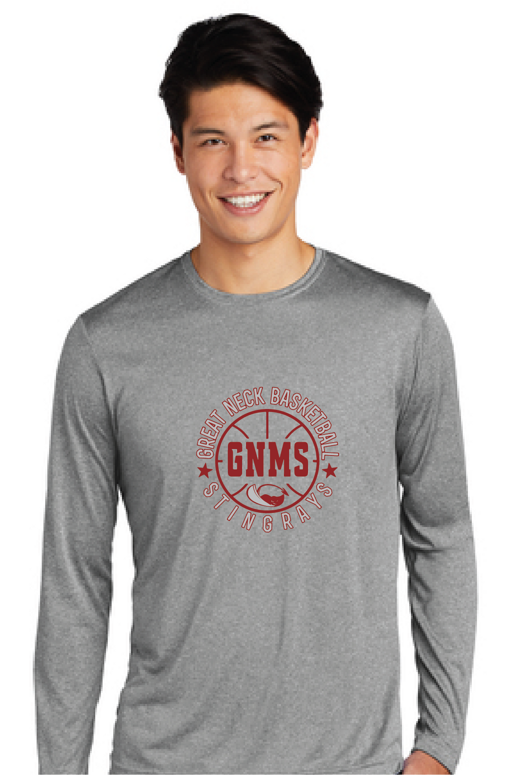 Long Sleeve Heather Contender Tee / Vintage Heather / Great Neck Middle School  Boys Basketball