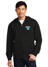 Fleece Full Zip Pullover Hooded Sweatshirt / Black / Hickory Middle School Soccer