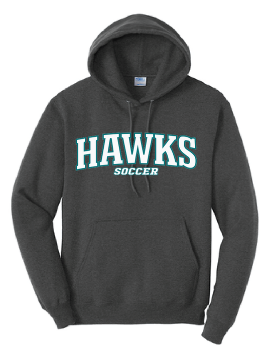 Fleece Pullover Hooded Sweatshirt / Dark Heather Grey / Hickory Middle School Soccer
