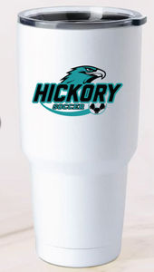 32oz Stainless Steel Tumbler / White / Hickory Middle School Soccer