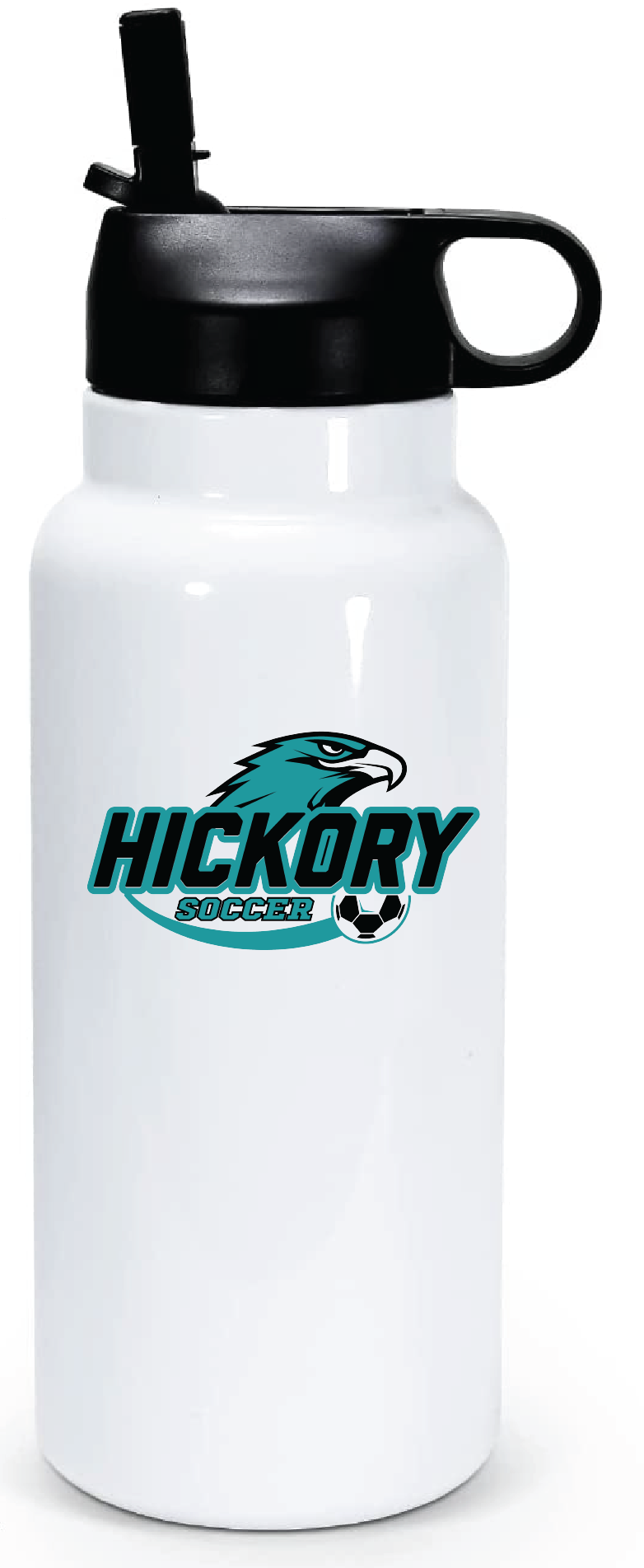 30oz Stainless Steel Water Bottle / White / Hickory Middle School Soccer