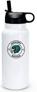 30oz Stainless Steel Water Bottle / White / Hickory Middle School Soccer