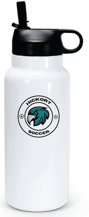 30oz Stainless Steel Water Bottle / White / Hickory Middle School Soccer