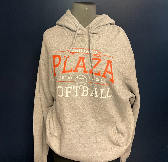 Plaza Middle School Softball/Hoodie/Grey