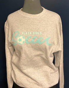 Plaza Middle School Girls Soccer/Crewneck Sweatshirt/Ash Grey