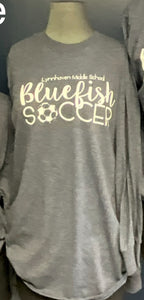 Lynnhaven Middle School Bluefish Soccer/Heather Navy Long Sleeve