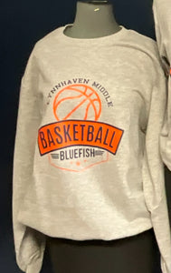 Lynnhaven Middle School/Bluefish Basketball/Heather Grey Crewneck Sweatshirt