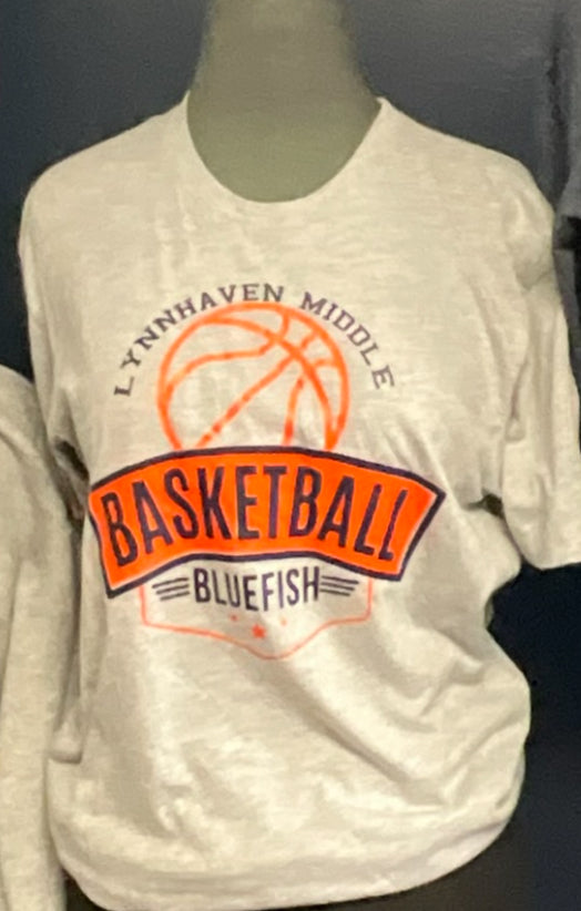 Lynnhaven Middle School/Bluefish Basketball/Heather Grey Short Sleeve