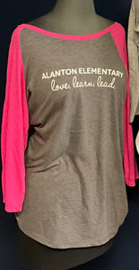 Softstyle Raglan T-shirt / Grey & Pink / Alanton Elementary School