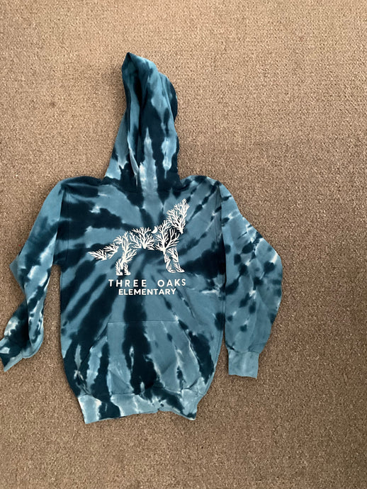 Three Oaks Elementary School/Blue Tye-Dye Hoodie Sweatshirt