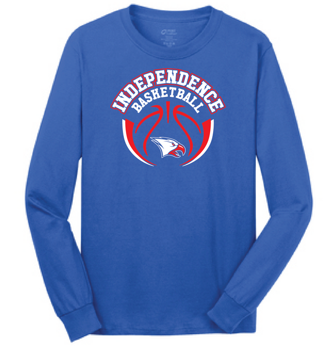 Long Sleeve Cotton Tee  / Royal / Independence Middle School Boys Basketball