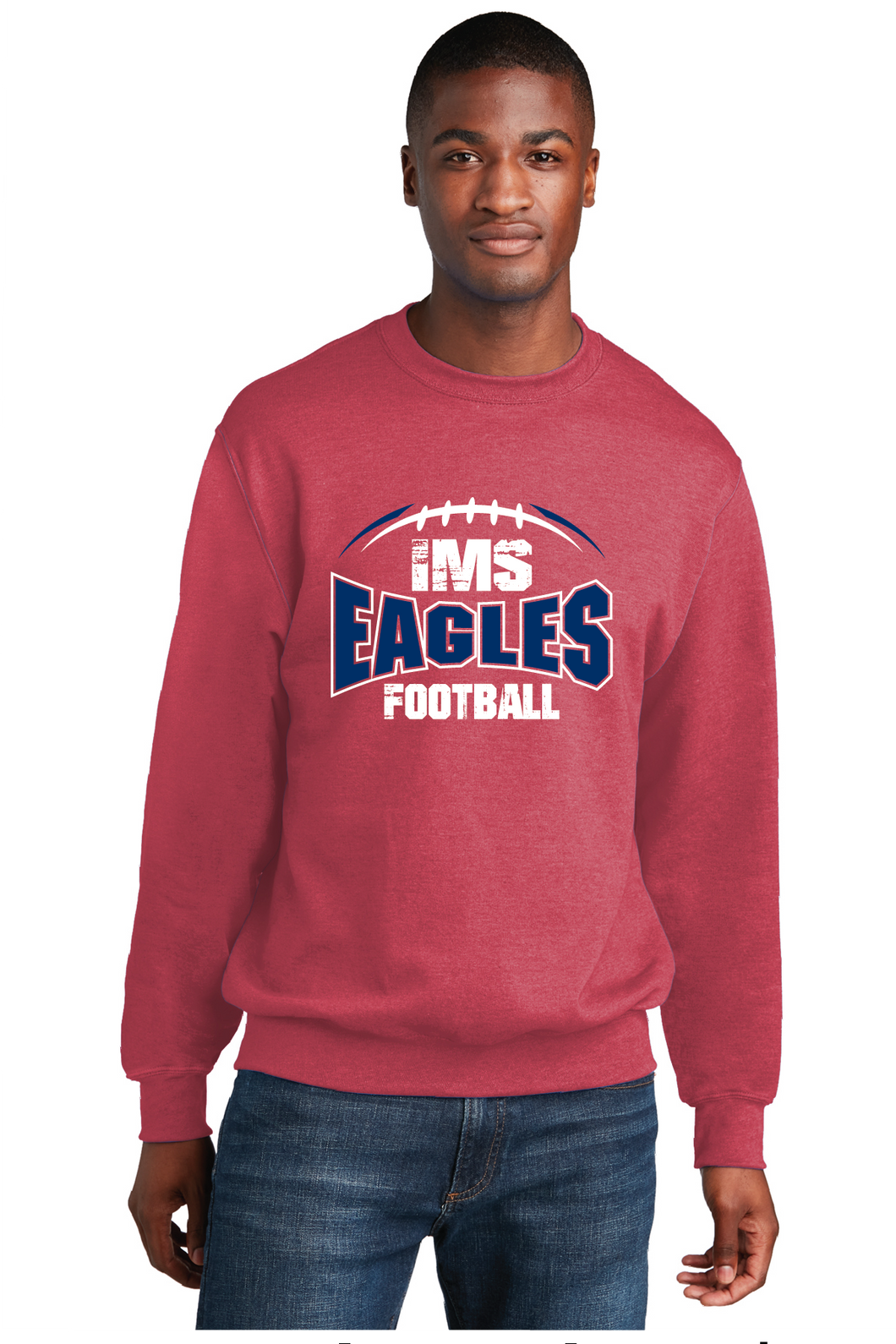 Core Fleece Crewneck Sweatshirt / Heather Red / Independence Middle School Football