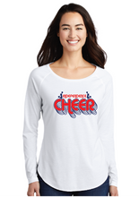 Ladies Long Sleeve Tri-Blend Wicking Scoop Neck Raglan Tee / White / Independence Middle School Cheer