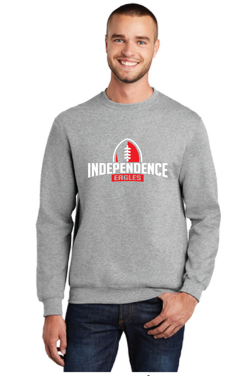 Fleece Crewneck Sweatshirt / Athletic Heather / Independence Middle School Football