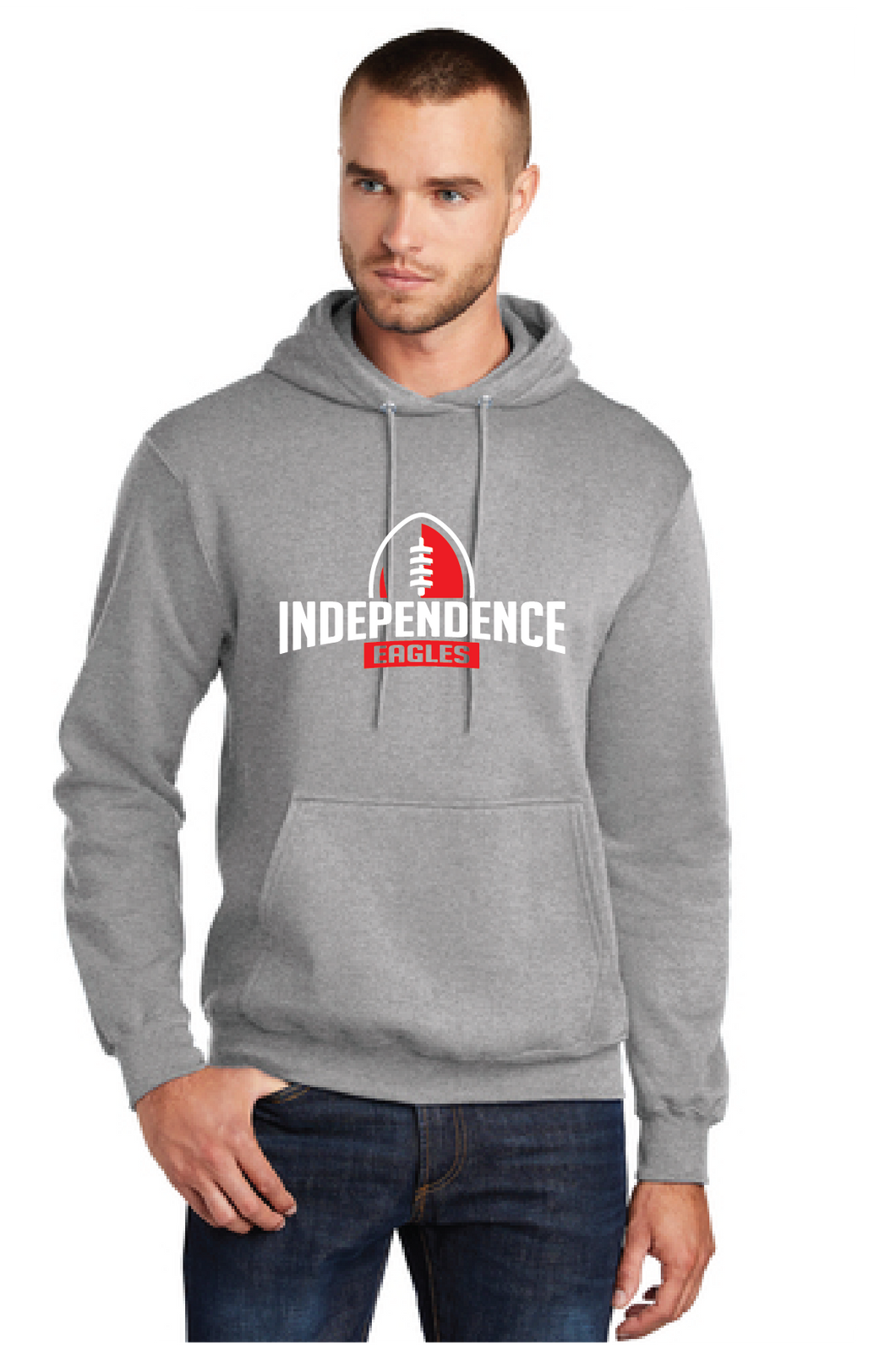 Core Fleece Pullover Hooded Sweatshirt / Athletic Heather / Independence Middle School Football