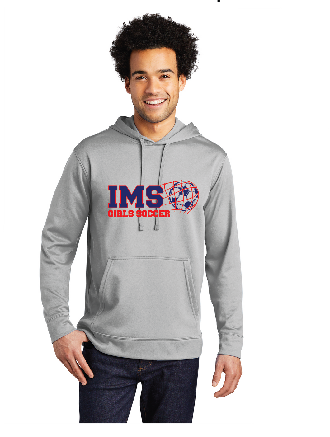 Performance Fleece Pullover Hooded Sweatshirt / Silver / Independence Middle School Girls Soccer