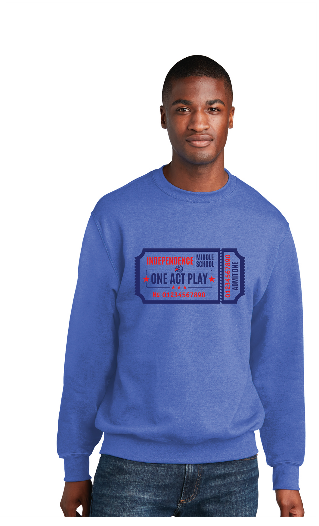 Core Fleece Crewneck Sweatshirt / Royal Frost / Independence Middle School One Act Play