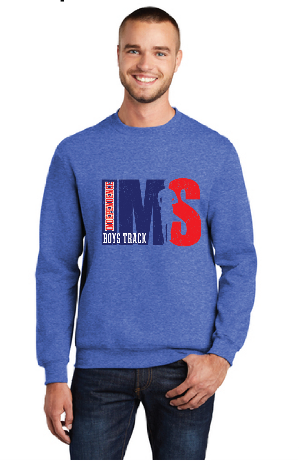 Core Fleece Crewneck Sweatshirt / Heather Royal / Independence Middle School Boys Track