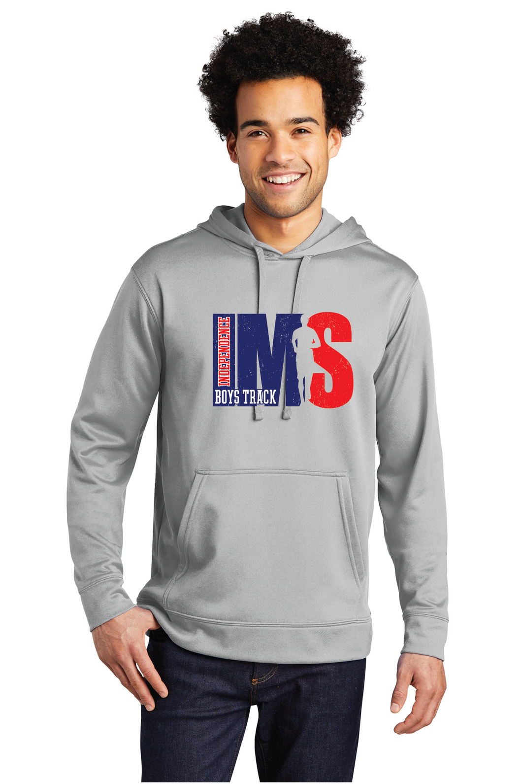 Performance Fleece Pullover Hooded Sweatshirt / Silver / Independence Middle School Boys Track