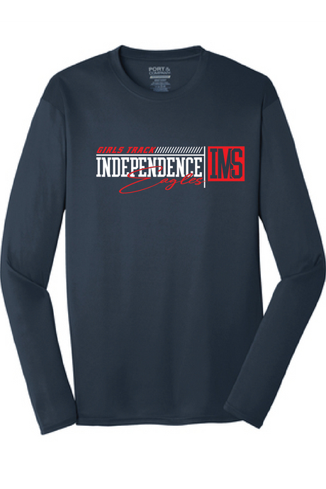 Long Sleeve Performance Tee / Navy / Independence Middle School Girls Track