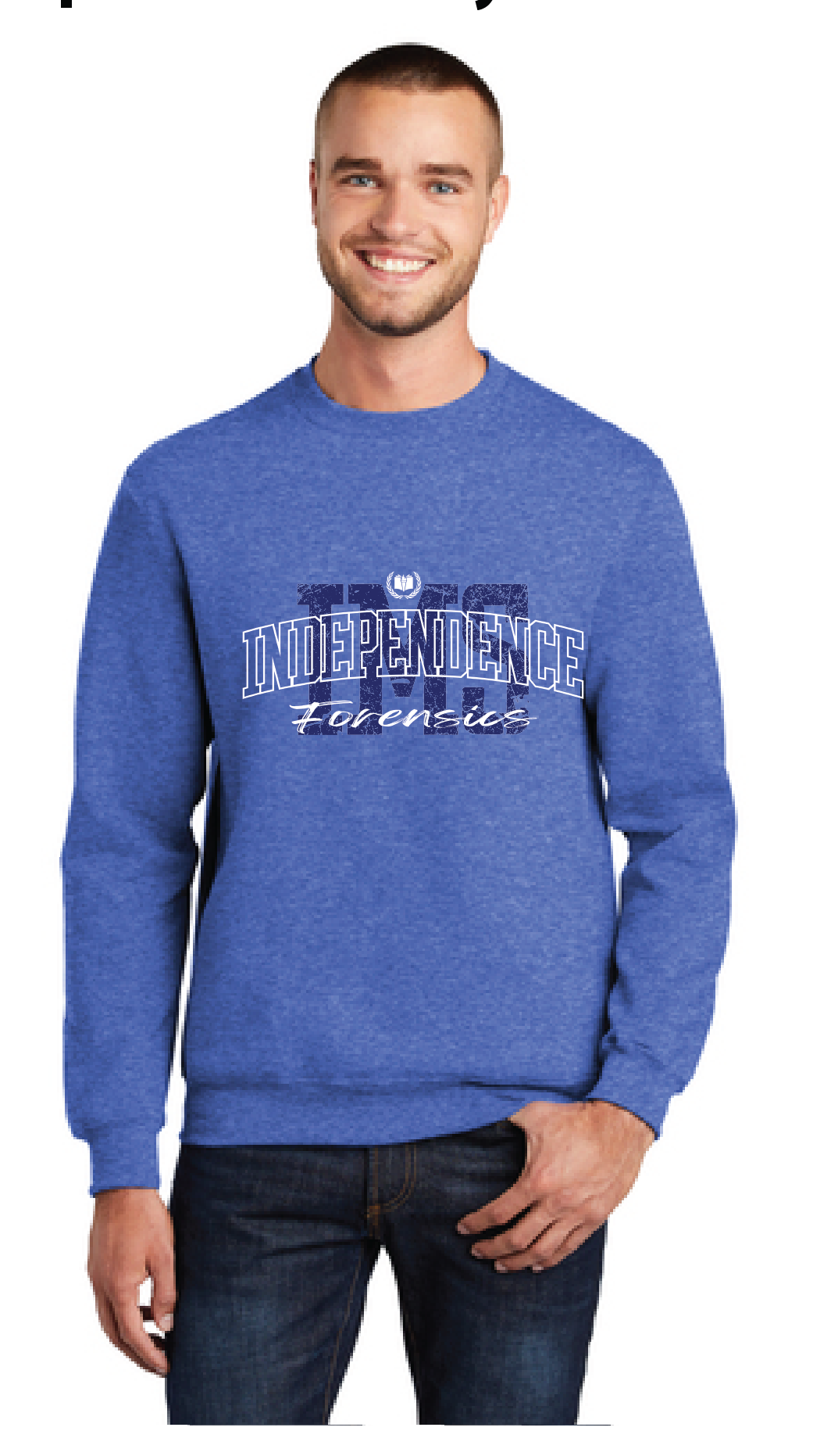 Core Fleece Crewneck Sweatshirt / Heather Royal / Independence Middle School Forensics