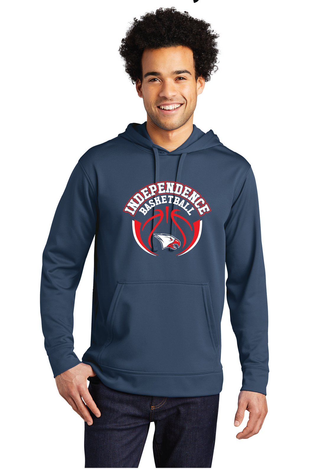 Performance Fleece Pullover Hooded Sweatshirt / Navy  / Independence Middle School Boys Basketball
