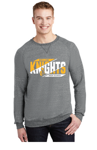 Snow Heather French Terry Raglan Crew / Charcoal / Protect The Castle / Kellam High School
