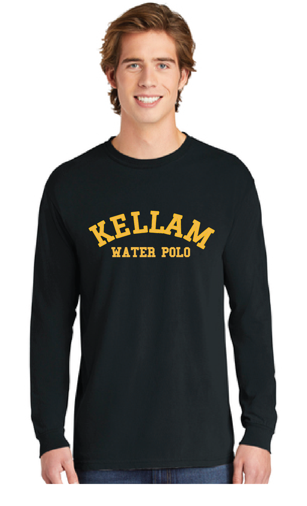 Heavyweight Ring Spun Long Sleeve Tee / Black / Kellam High School Water Polo