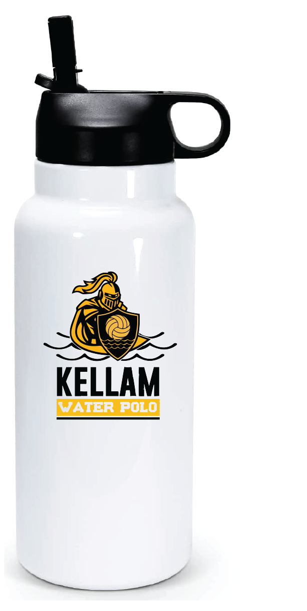 32oz Stainless Steel Water Bottle / White / Kellam High School Water Polo