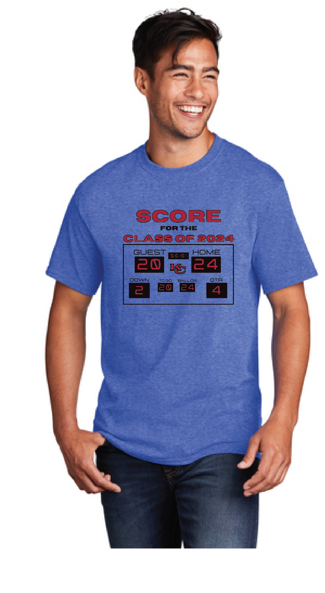 Cotton Short Sleeve T-Shirt / Heather Royal / Kempsville High School 2024 Seniors