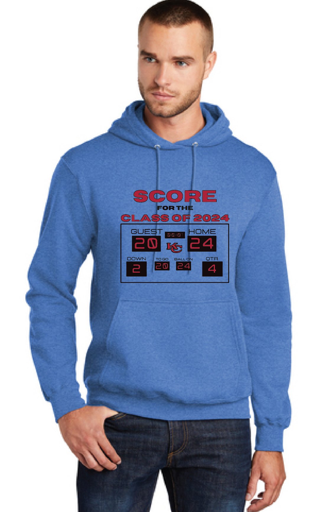 Senior Names_Fleece Hooded Sweatshirt / Heather Royal / Kempsville High School 2024 Seniors