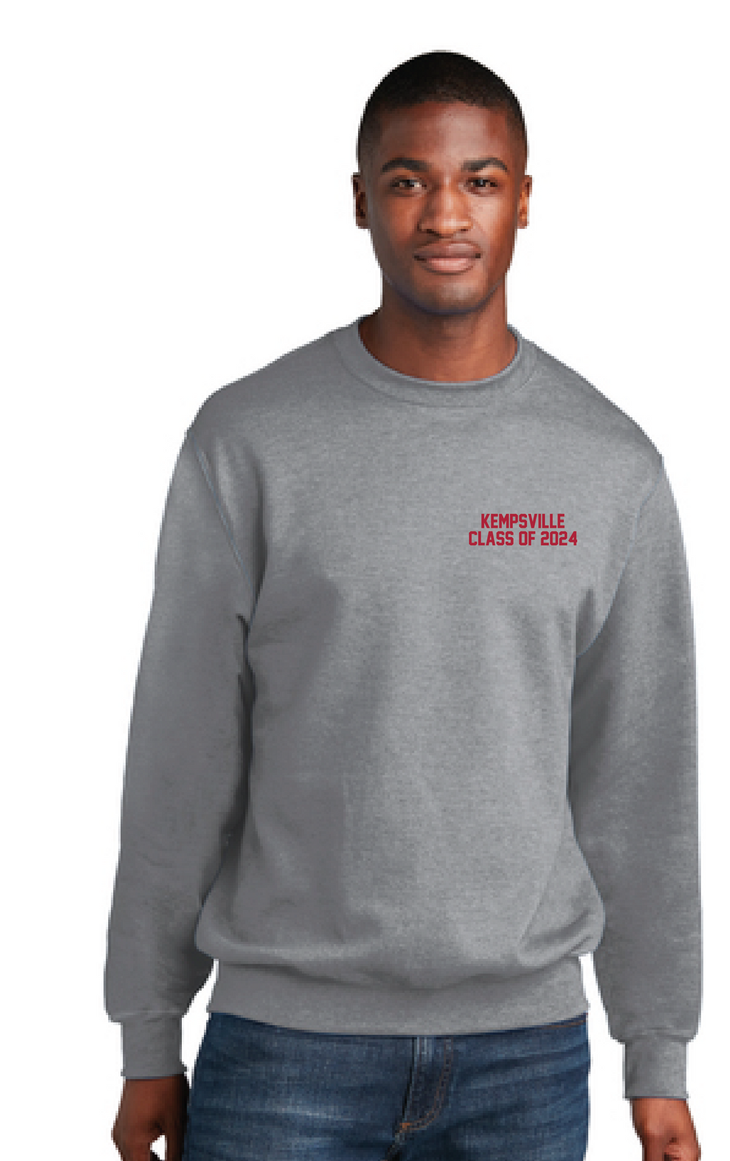 Senior Names_Fleece Crewneck Sweatshirt / Athletic Heather / Kempsville High School 2024 Seniors