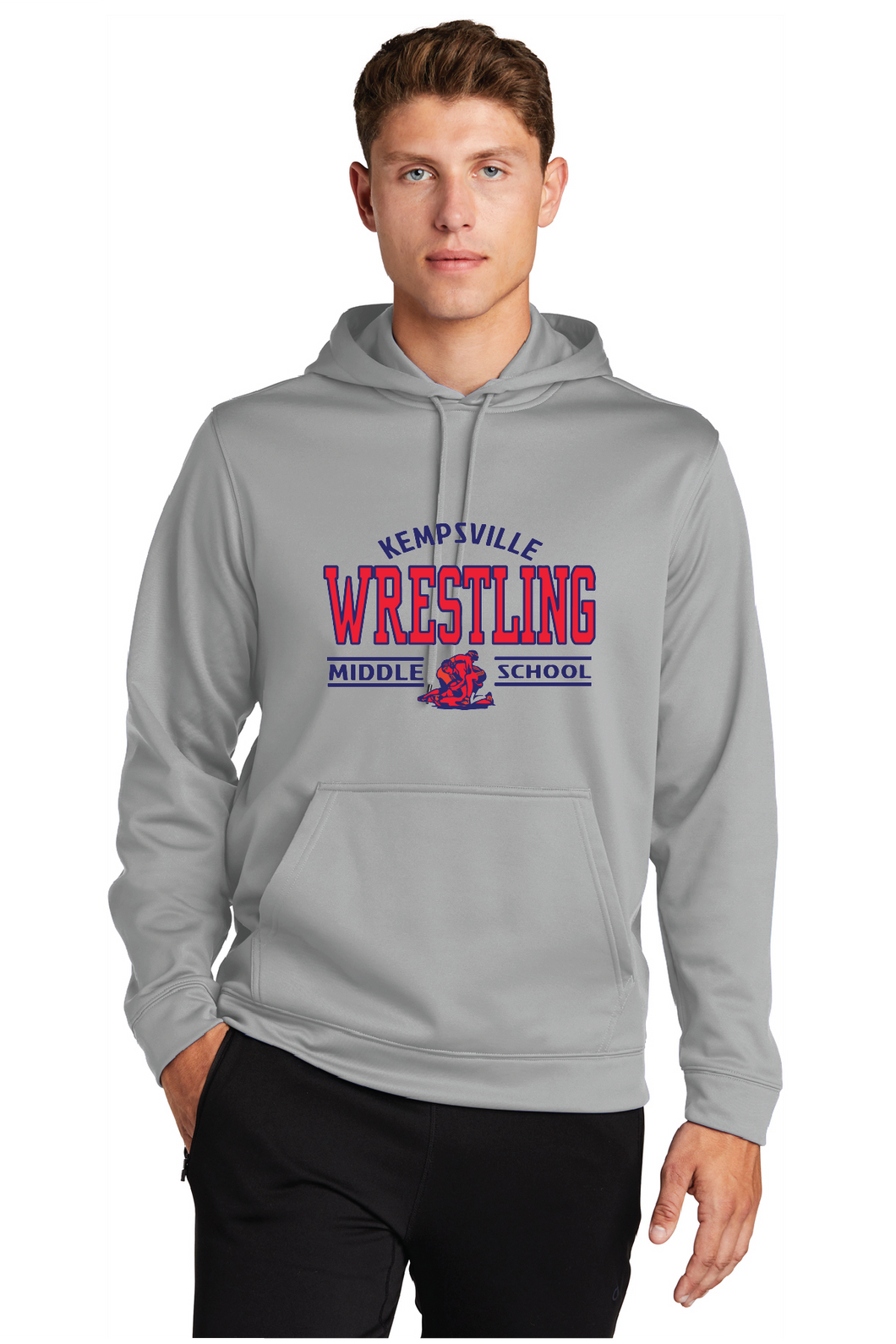 Performance Fleece Hooded Pullover / Silver / Kempsville Middle School Wrestling