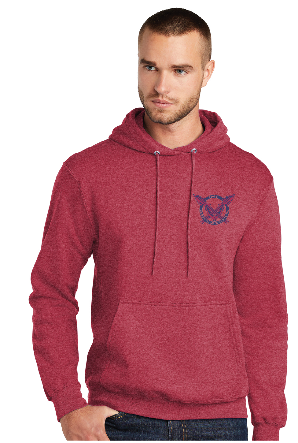 Fleece Pullover Hooded Sweatshirt / Heather Red / Kempsville High School Wrestling