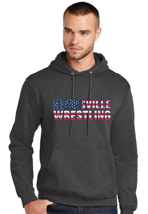 Fleece Pullover Hooded Sweatshirt / Dark Heather Charcoal / Kempsville High School Wrestling
